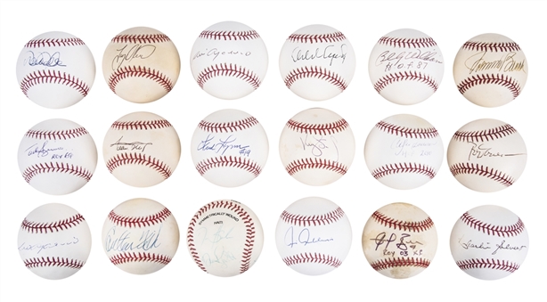 Collection of (18) Rookie of the Year Winners Signed Baseballs Including Willie Mays, Derek Jeter, Johnny Bench, Rod Carew, Fisk, Oliva and Dawson (JSA Auction LOA)